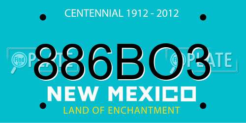 886BO3 New Mexico License Plate