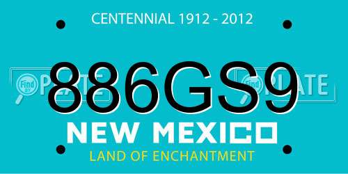 886GS9 New Mexico License Plate