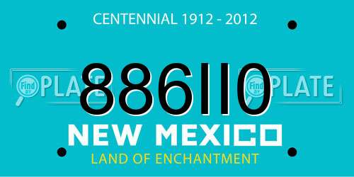 886II0 New Mexico License Plate