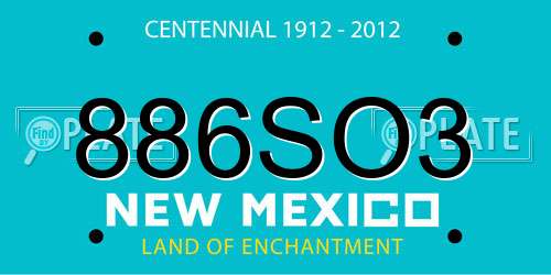 886SO3 New Mexico License Plate