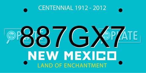 887GX7 New Mexico License Plate