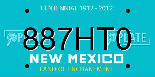 887HT0 New Mexico License Plate