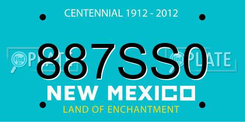 887SS0 New Mexico License Plate