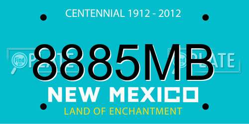 8885MB New Mexico License Plate