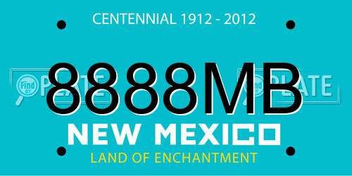 8888MB New Mexico License Plate