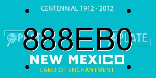 888EB0 New Mexico License Plate