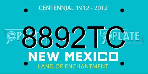 8892TC New Mexico License Plate