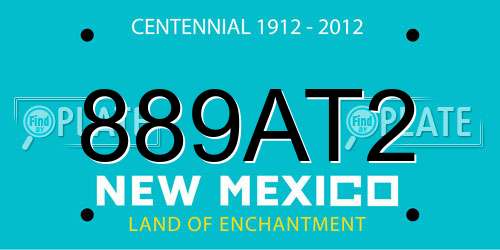 889AT2 New Mexico License Plate