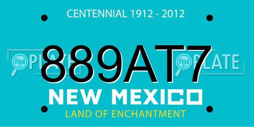889AT7 New Mexico License Plate