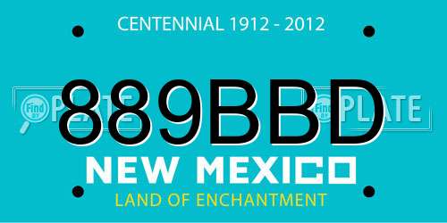889BBD New Mexico License Plate