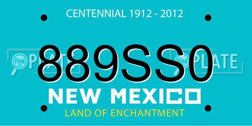 889SS0 New Mexico License Plate