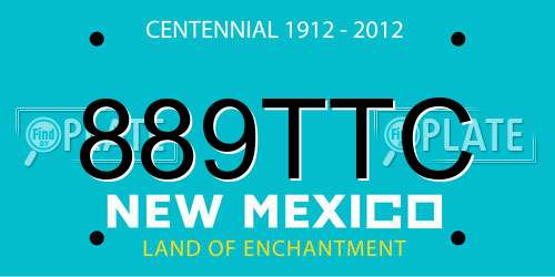 889TTC New Mexico License Plate