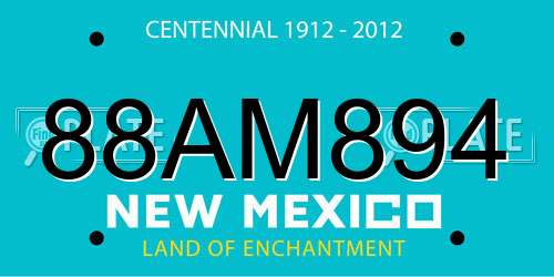 88AM894 New Mexico License Plate