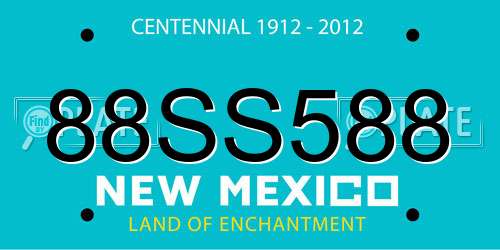 88SS588 New Mexico License Plate