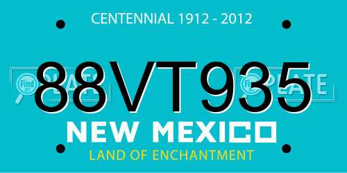 88VT935 New Mexico License Plate