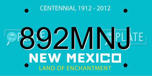 892MNJ New Mexico License Plate