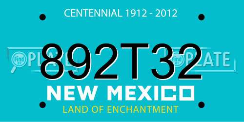 892T32 New Mexico License Plate