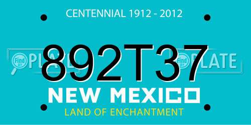 892T37 New Mexico License Plate