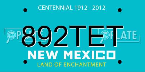 892TET New Mexico License Plate