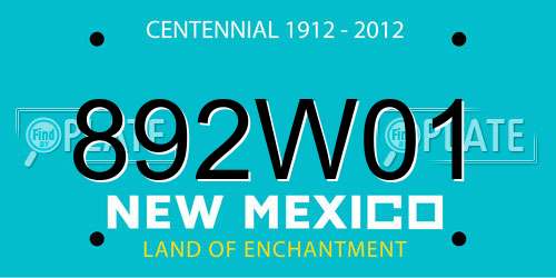 892W01 New Mexico License Plate
