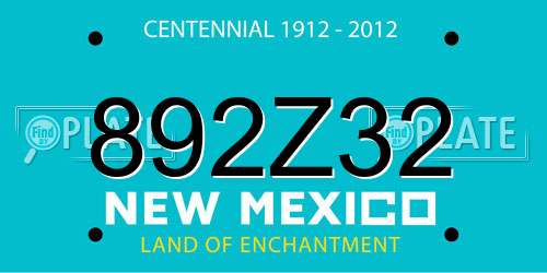 892Z32 New Mexico License Plate