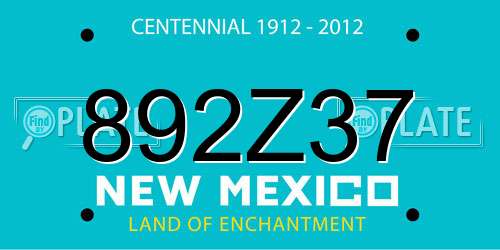 892Z37 New Mexico License Plate