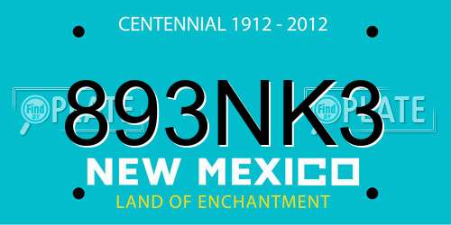 893NK3 New Mexico License Plate