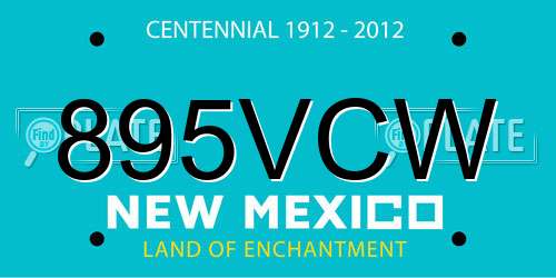 895VCW New Mexico License Plate
