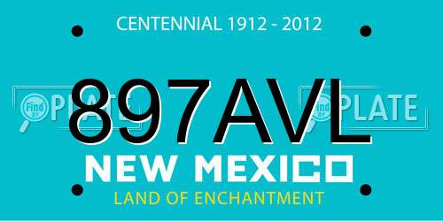 897AVL New Mexico License Plate