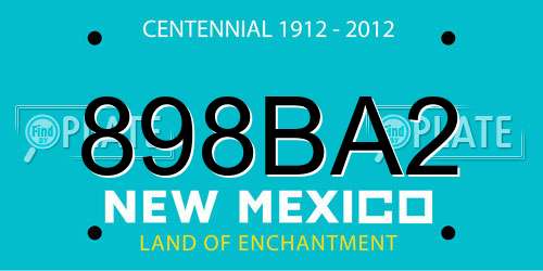 898BA2 New Mexico License Plate