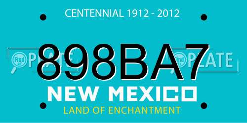 898BA7 New Mexico License Plate