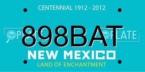 898BAT New Mexico License Plate