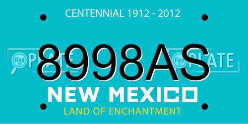 8998AS New Mexico License Plate