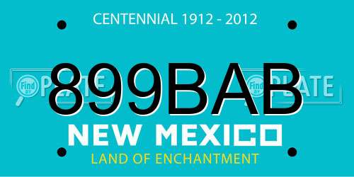899BAB New Mexico License Plate