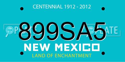 899SA5 New Mexico License Plate