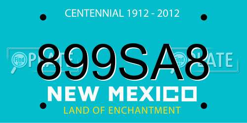 899SA8 New Mexico License Plate