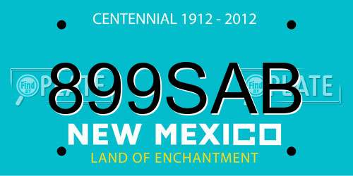 899SAB New Mexico License Plate
