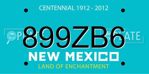 899ZB6 New Mexico License Plate
