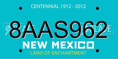 8AAS962 New Mexico License Plate
