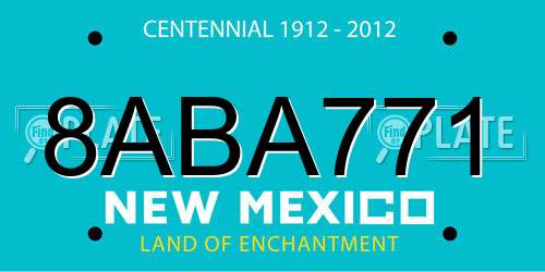 8ABA771 New Mexico License Plate