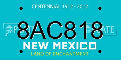 8AC818 New Mexico License Plate