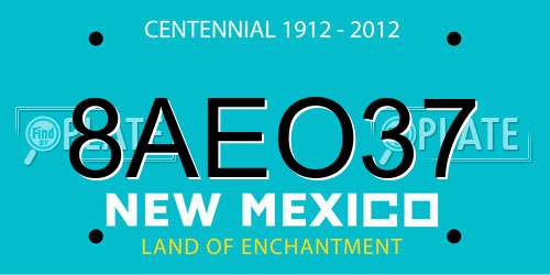 8AEO37 New Mexico License Plate