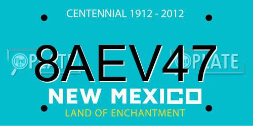 8AEV47 New Mexico License Plate