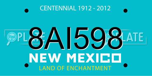 8AI598 New Mexico License Plate