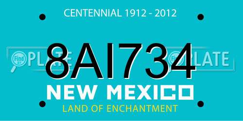 8AI734 New Mexico License Plate
