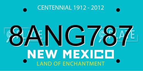 8ANG787 New Mexico License Plate