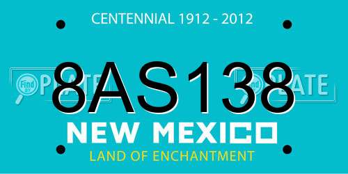 8AS138 New Mexico License Plate