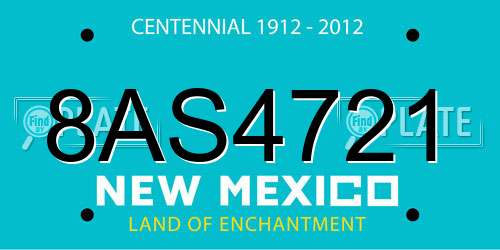 8AS4721 New Mexico License Plate