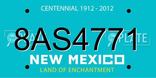 8AS4771 New Mexico License Plate