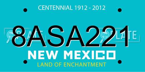 8ASA221 New Mexico License Plate